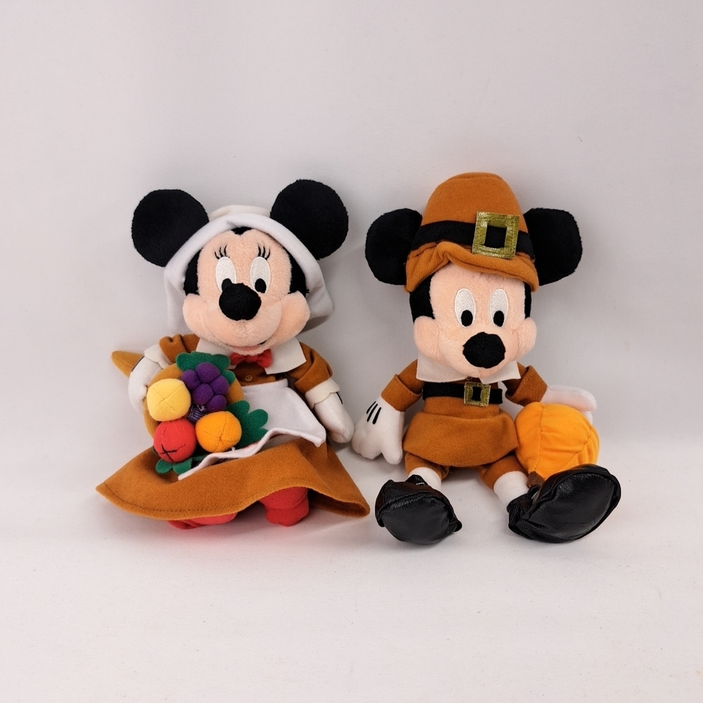 Disney Brown & White Minnie and Mickey Pilgrim Plush Duo